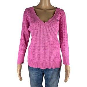 Ralph Lauren Womans Vintage Pink Knit Sweater Size L